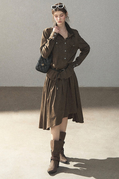 Ensemble manteau et jupe Murmures de feuilles tombées