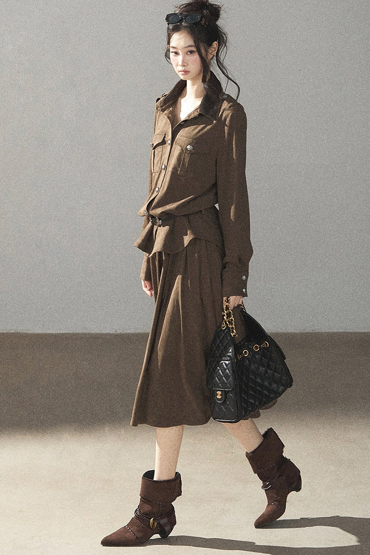 Ensemble manteau et jupe Murmures de feuilles tombées