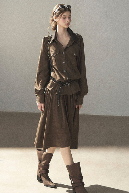 Ensemble manteau et jupe Murmures de feuilles tombées