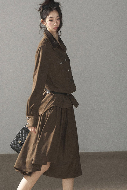 Ensemble manteau et jupe Murmures de feuilles tombées