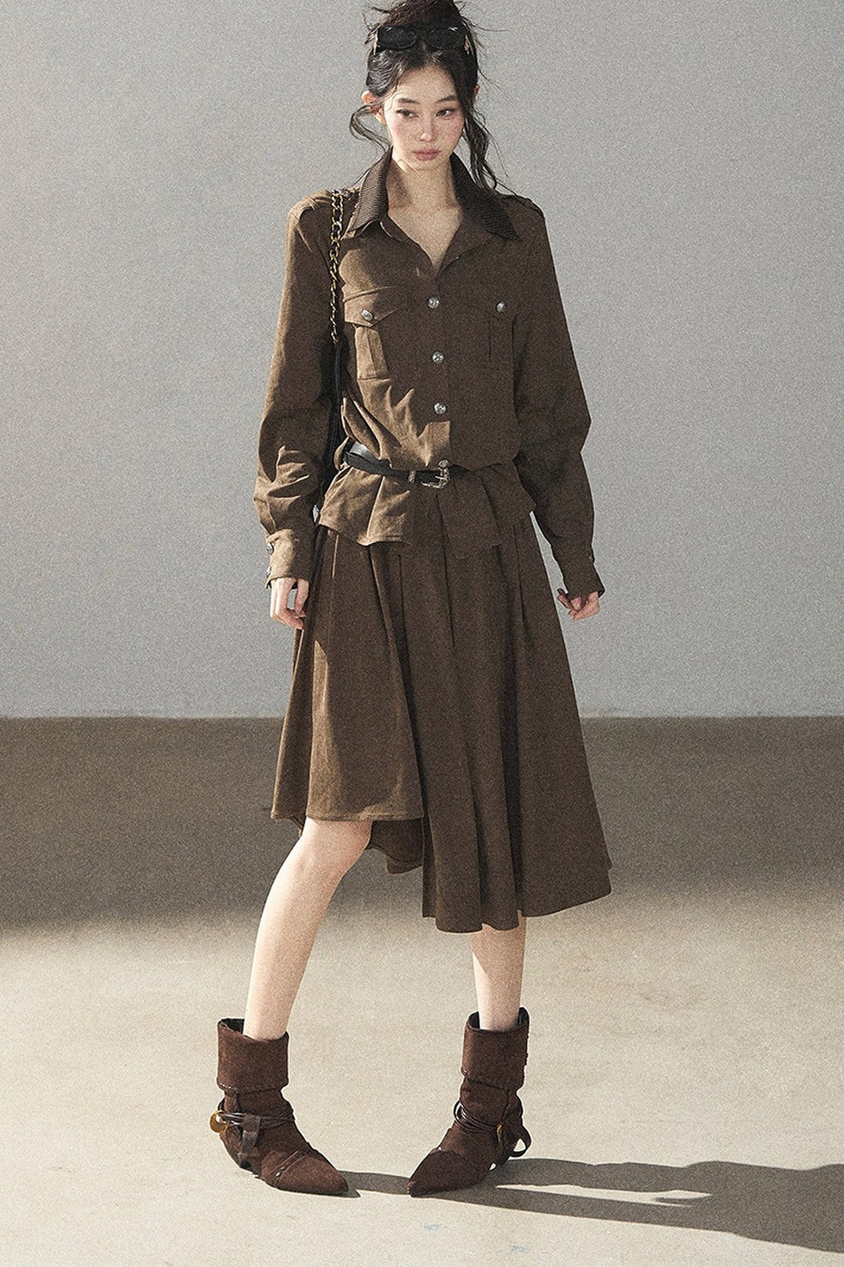 Ensemble manteau et jupe Murmures de feuilles tombées