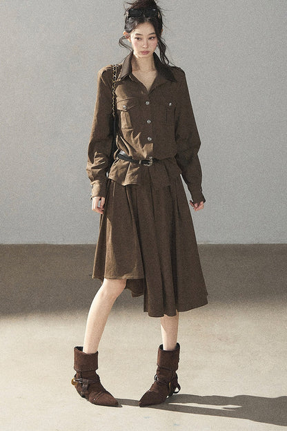 Ensemble manteau et jupe Murmures de feuilles tombées