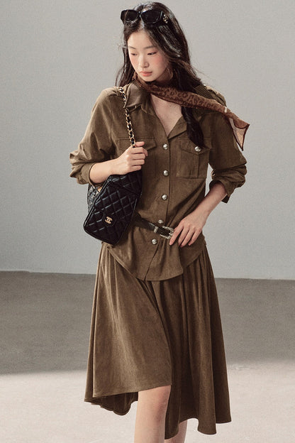 Ensemble manteau et jupe Murmures de feuilles tombées