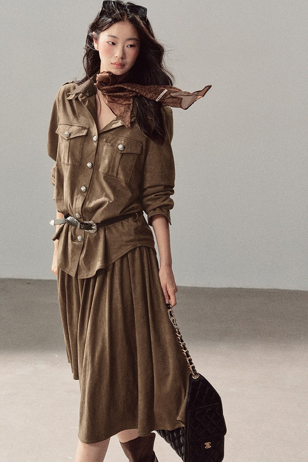 Ensemble manteau et jupe Murmures de feuilles tombées