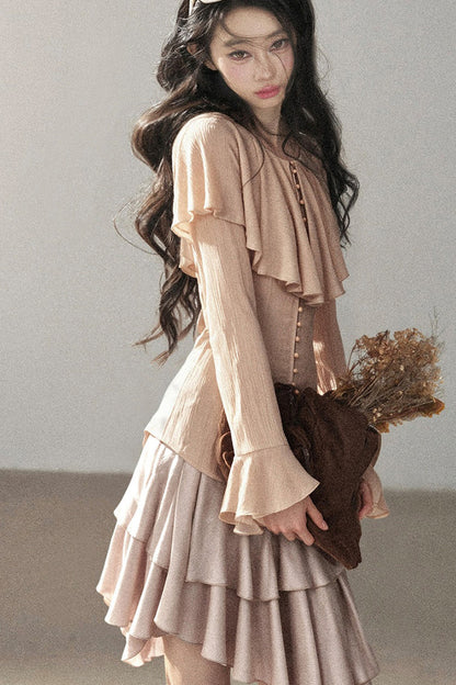 Ruffled Sheer Chiffon Top