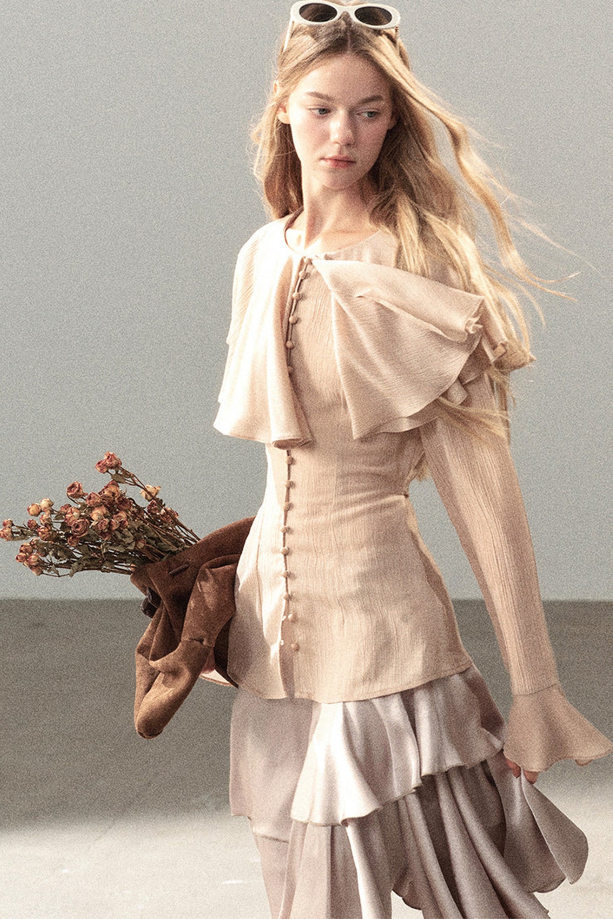 Ruffled Sheer Chiffon Top