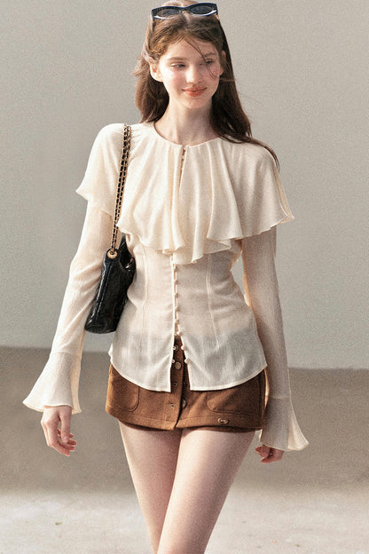 Ruffled Sheer Chiffon Top