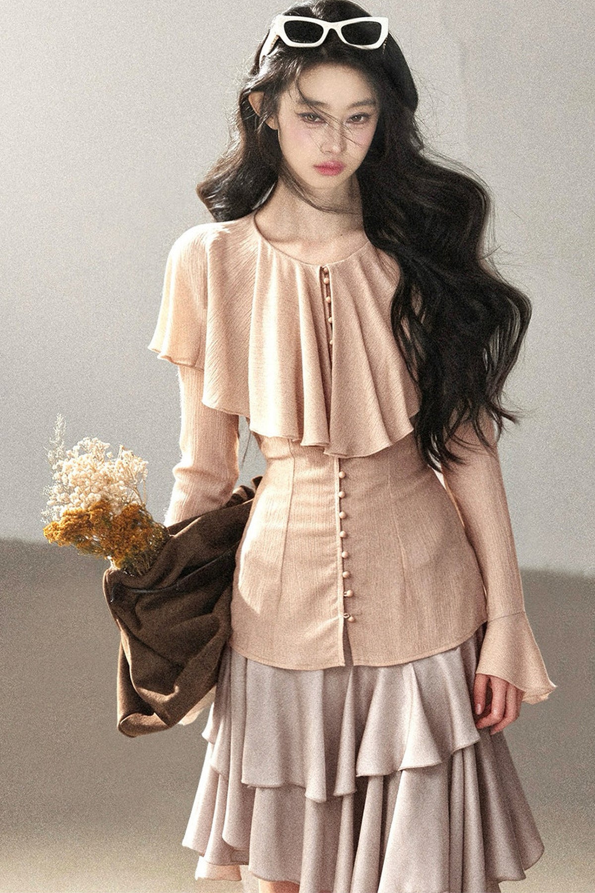 Ruffled Sheer Chiffon Top