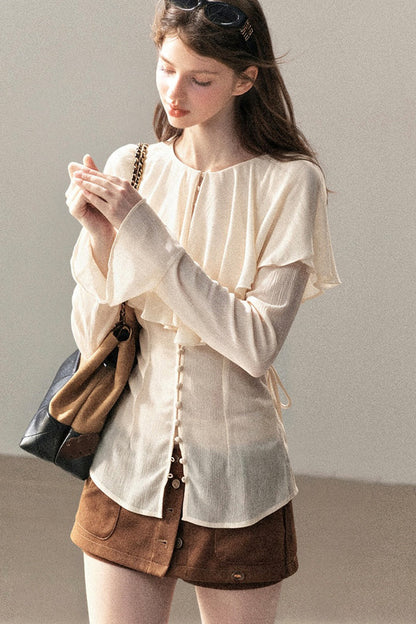 Ruffled Sheer Chiffon Top