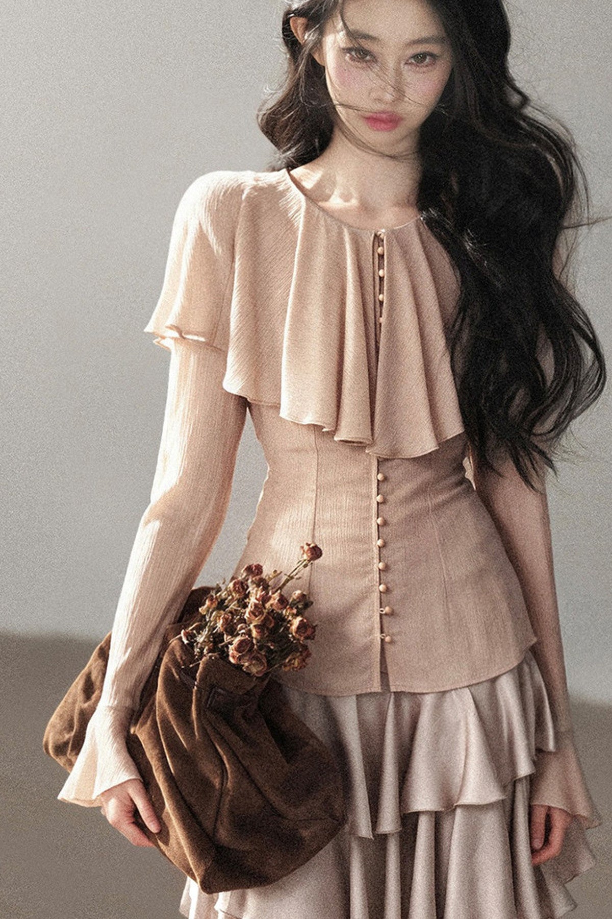 Ruffled Sheer Chiffon Top