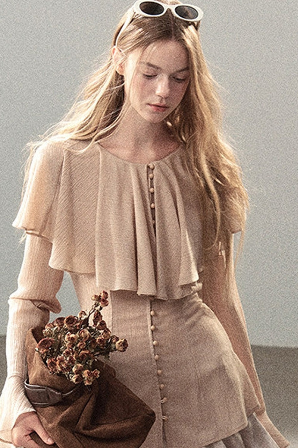 Ruffled Sheer Chiffon Top