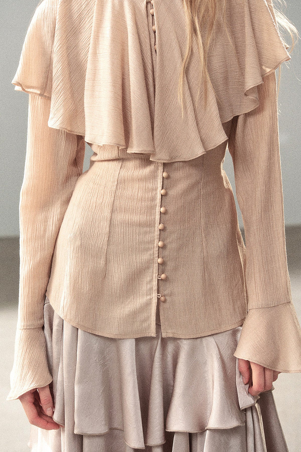 Ruffled Sheer Chiffon Top