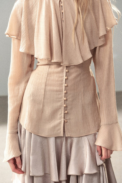 Ruffled Sheer Chiffon Top