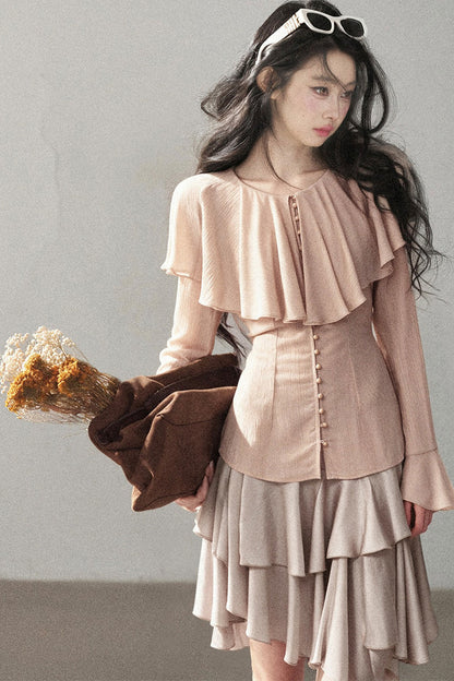 Ruffled Sheer Chiffon Top