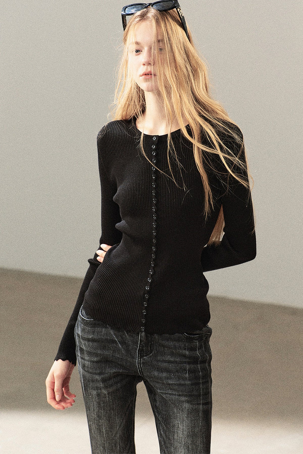 Conjunto de chaqueta y top de capa base de punto