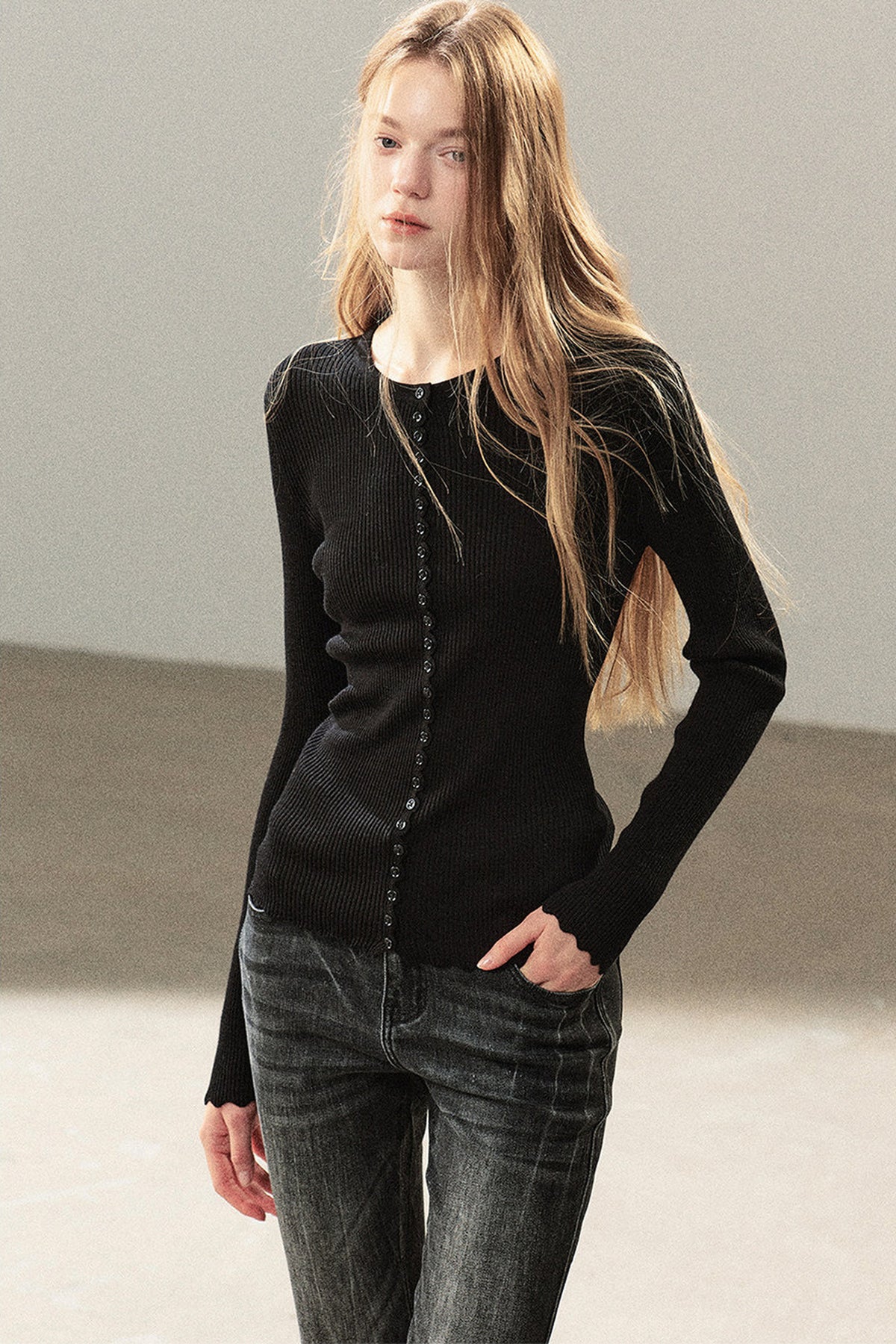 Conjunto de chaqueta y top de capa base de punto