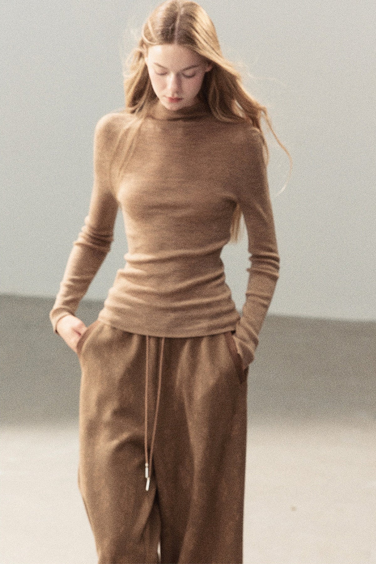 Conjunto de chaqueta y top de capa base de punto
