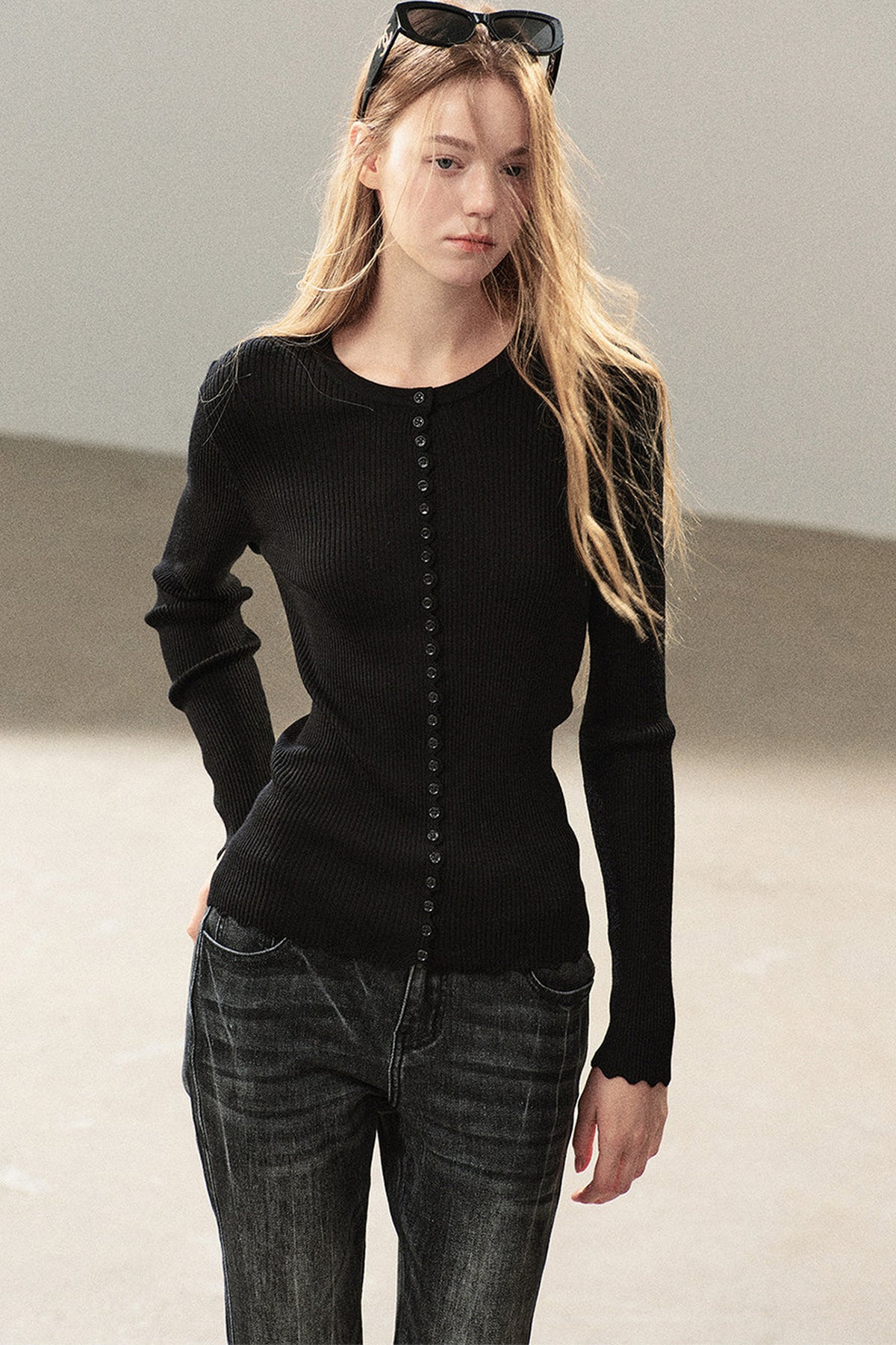 Conjunto de chaqueta y top de capa base de punto