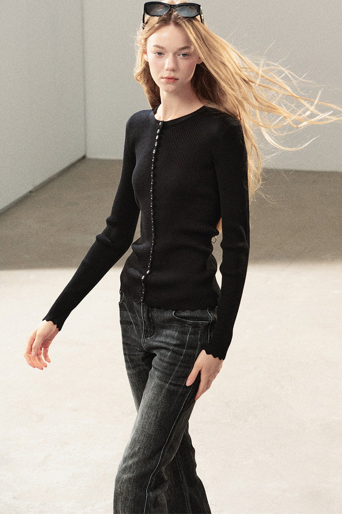 Conjunto de chaqueta y top de capa base de punto