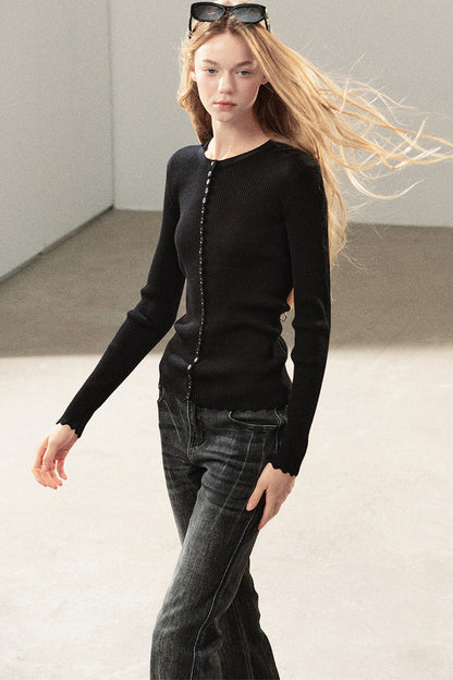 Conjunto de chaqueta y top de capa base de punto