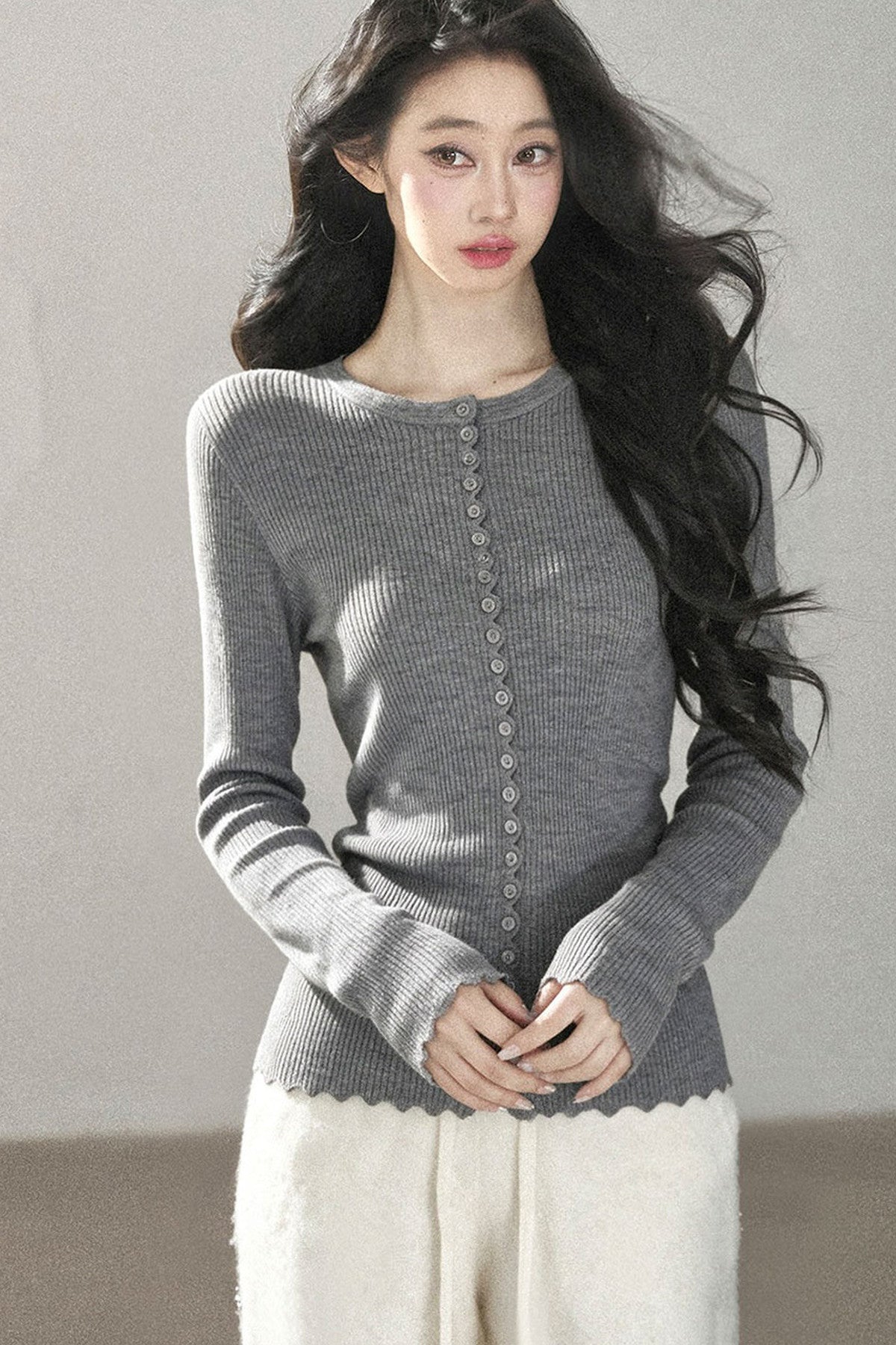 Conjunto de chaqueta y top de capa base de punto
