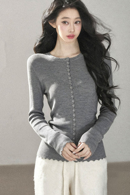 Conjunto de chaqueta y top de capa base de punto