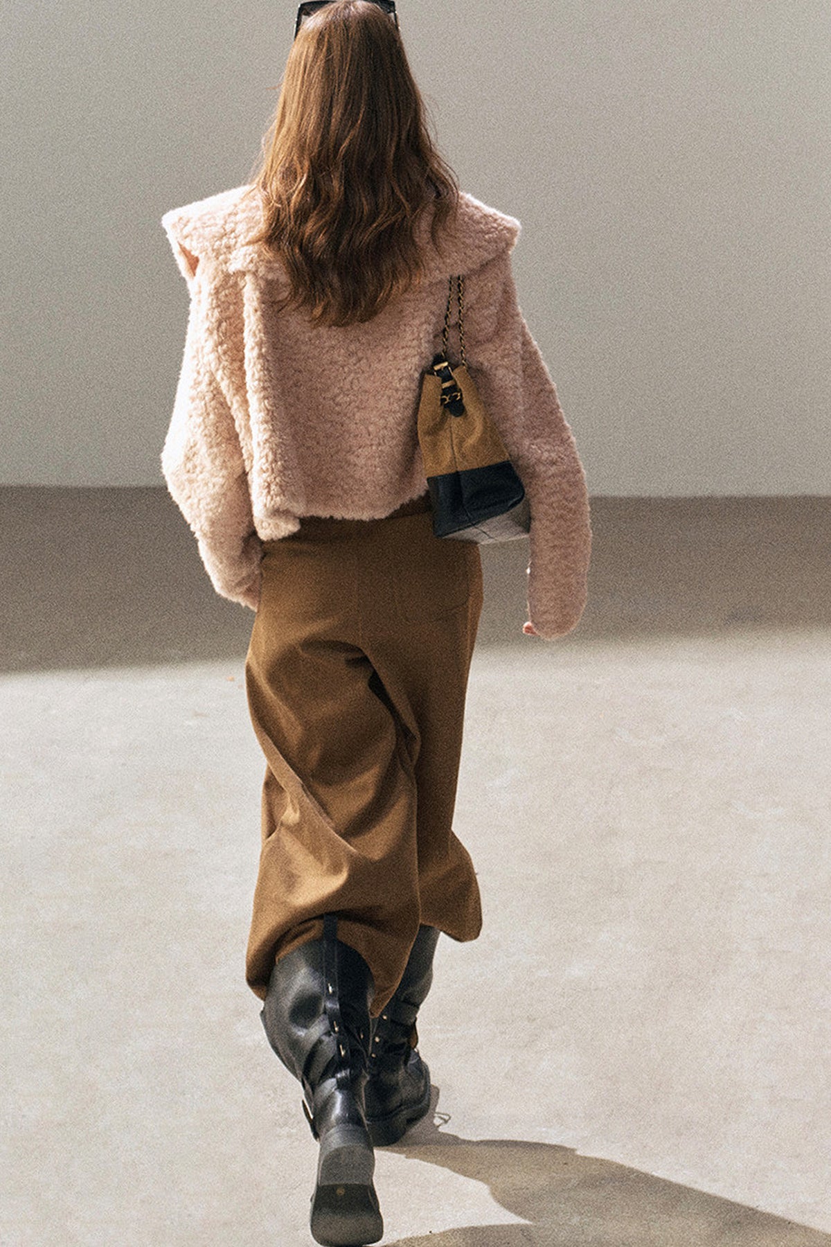 Large Lapel Textured Faux Fur Teddy Jacket