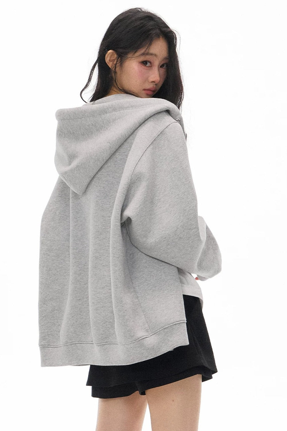 Gray Hooded Jacket and Culottes Set-Up