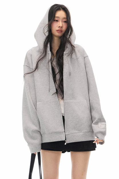 Gray Hooded Jacket and Culottes Set-Up