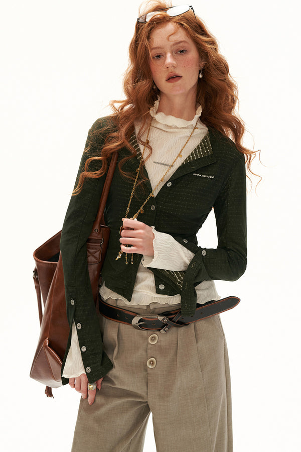 Long-Sleeve Multi-Button Knit Cardigan