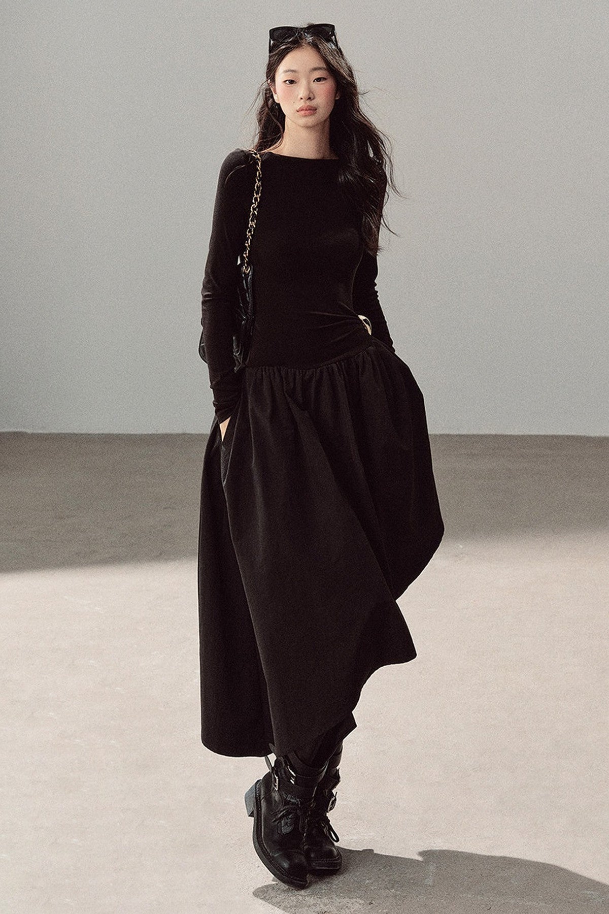 Black T-Shirt Patchwork Dress