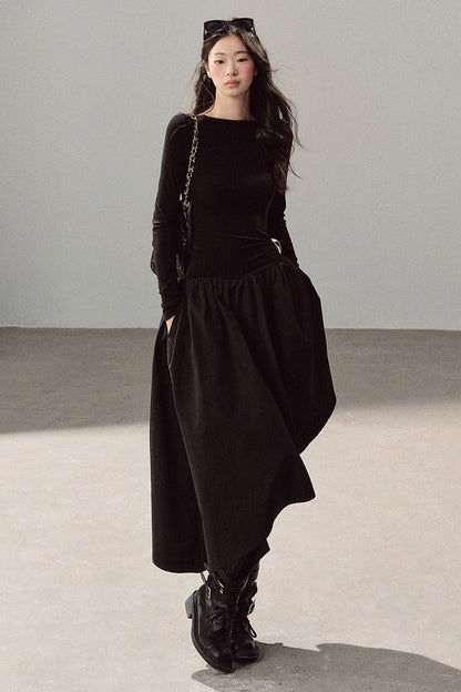 Black T-Shirt Patchwork Dress