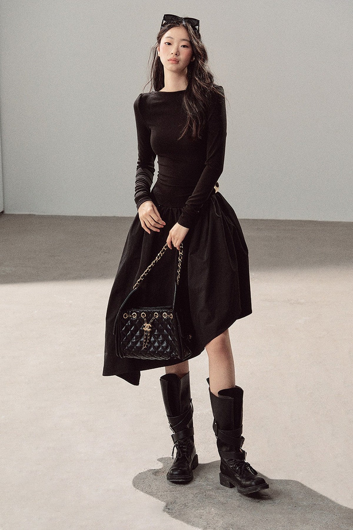 Black T-Shirt Patchwork Dress