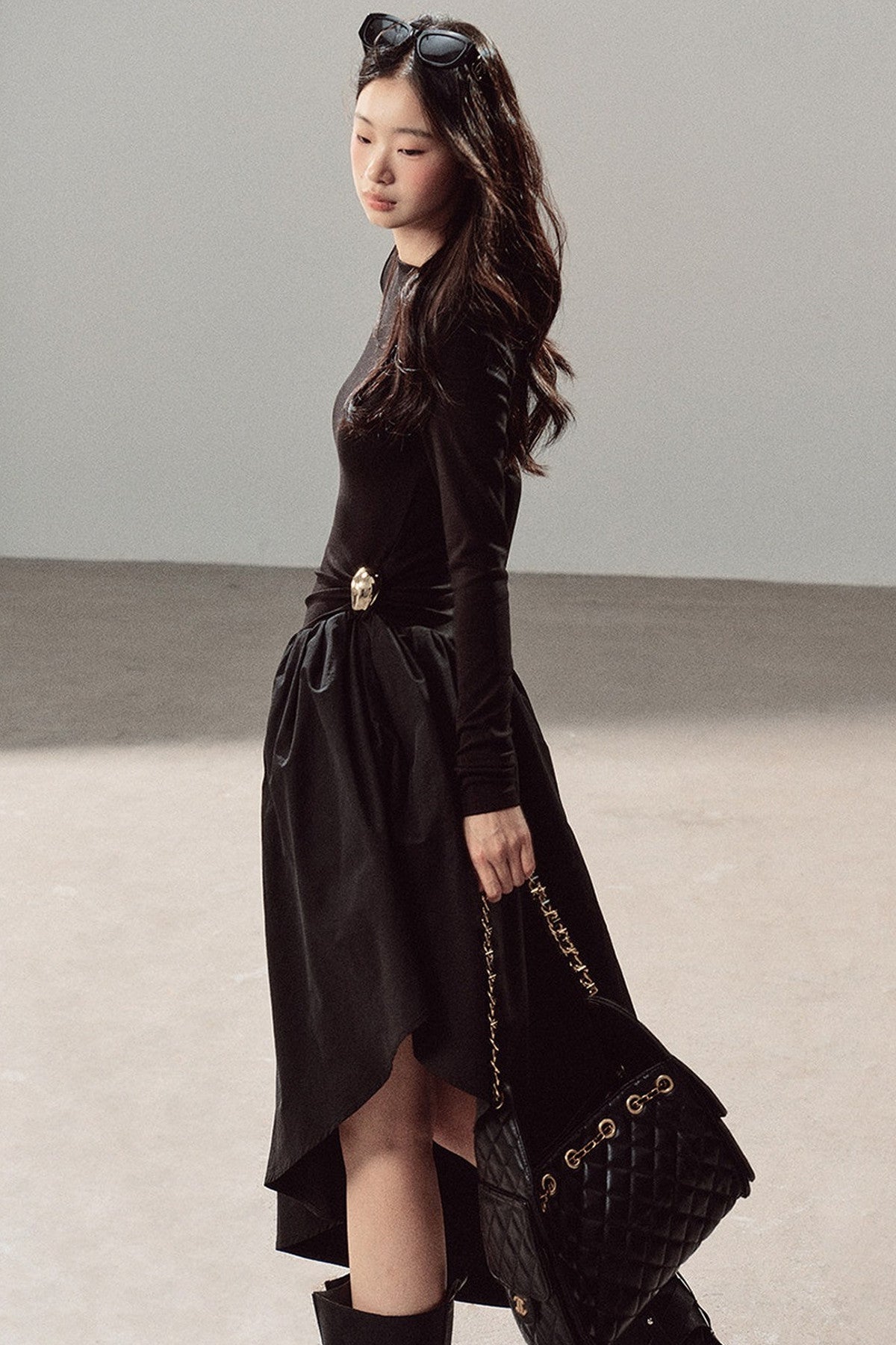 Black T-Shirt Patchwork Dress