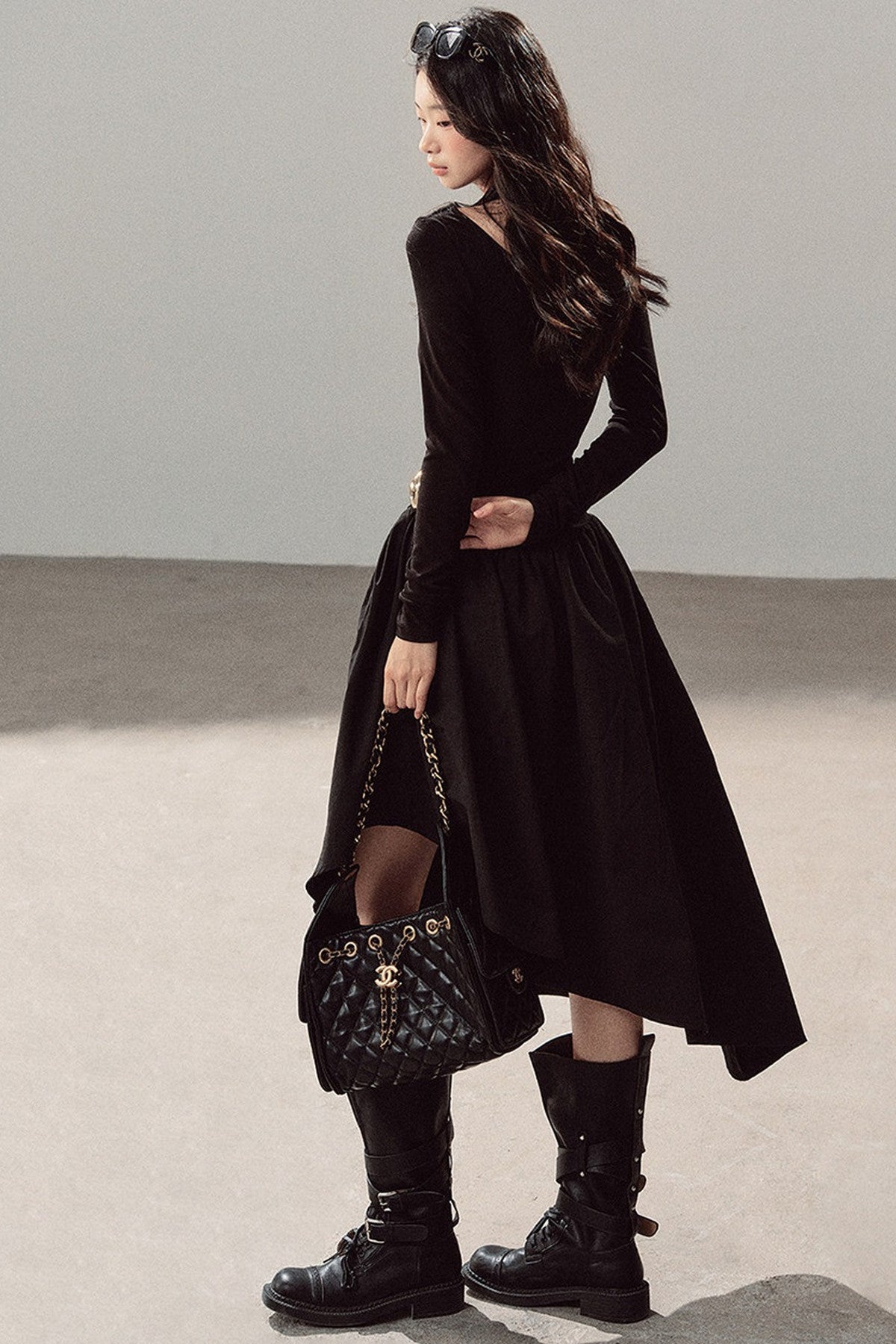 Black T-Shirt Patchwork Dress