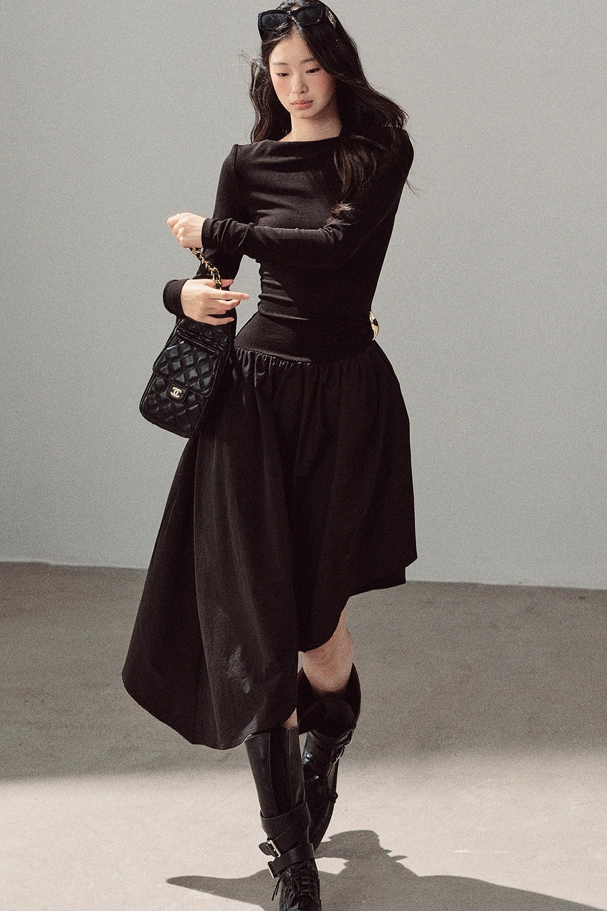 Black T-Shirt Patchwork Dress