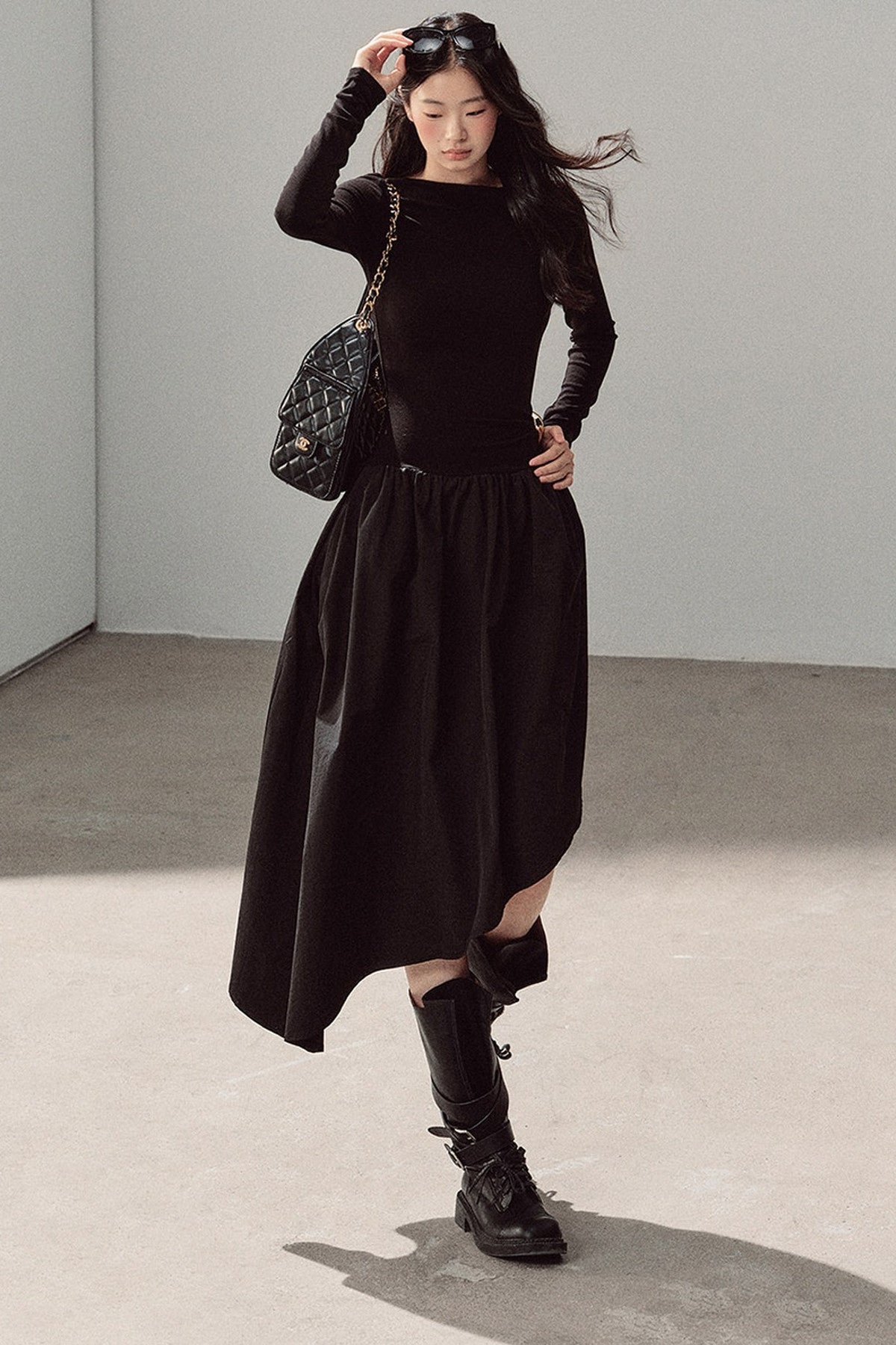 Black T-Shirt Patchwork Dress