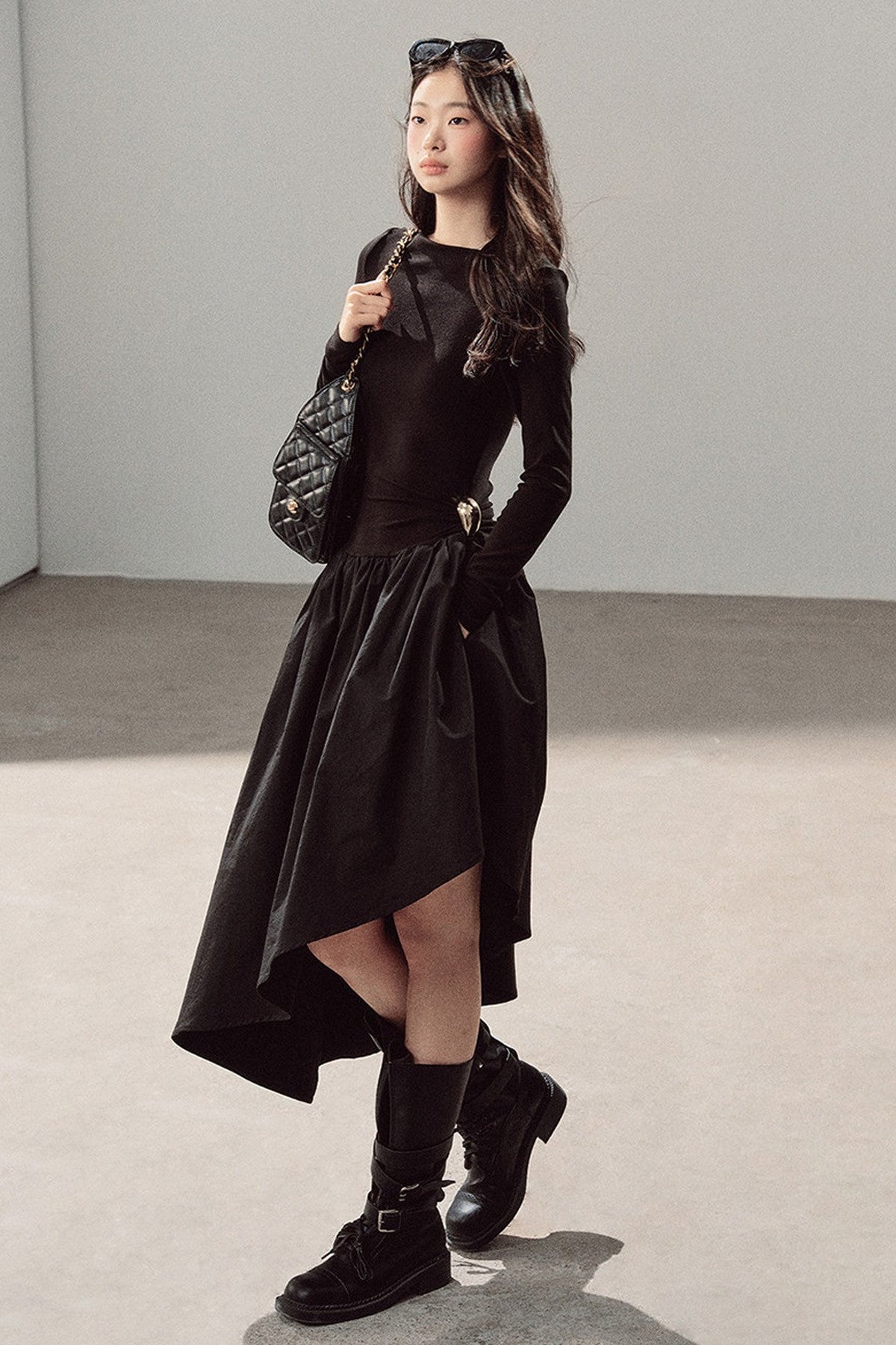 Black T-Shirt Patchwork Dress