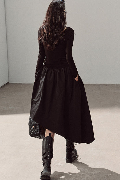 Black T-Shirt Patchwork Dress