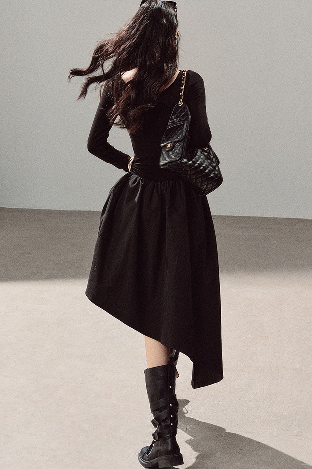 Black T-Shirt Patchwork Dress