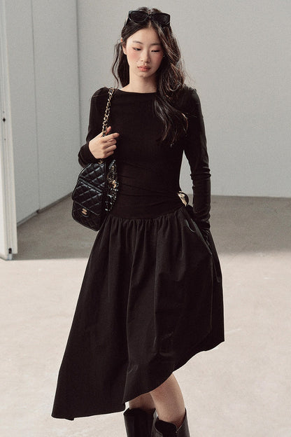 Black T-Shirt Patchwork Dress