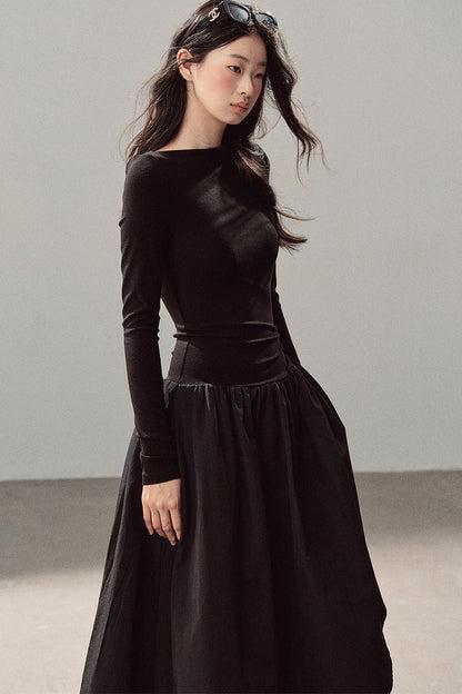 Black T-Shirt Patchwork Dress