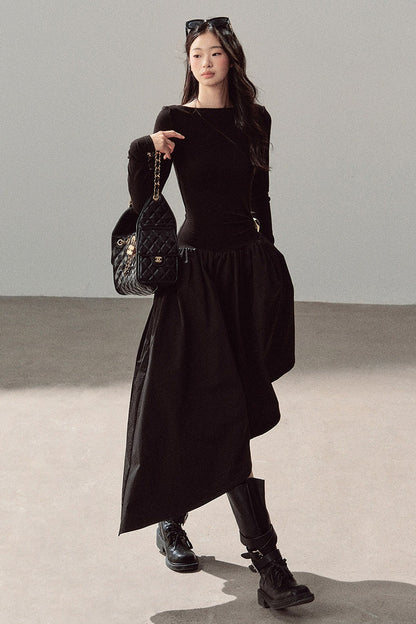 Black T-Shirt Patchwork Dress