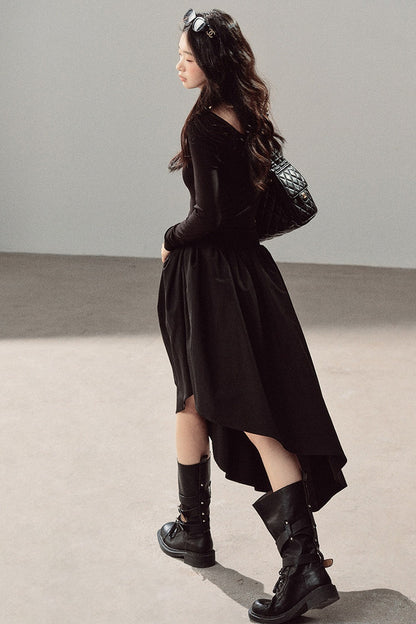 Black T-Shirt Patchwork Dress