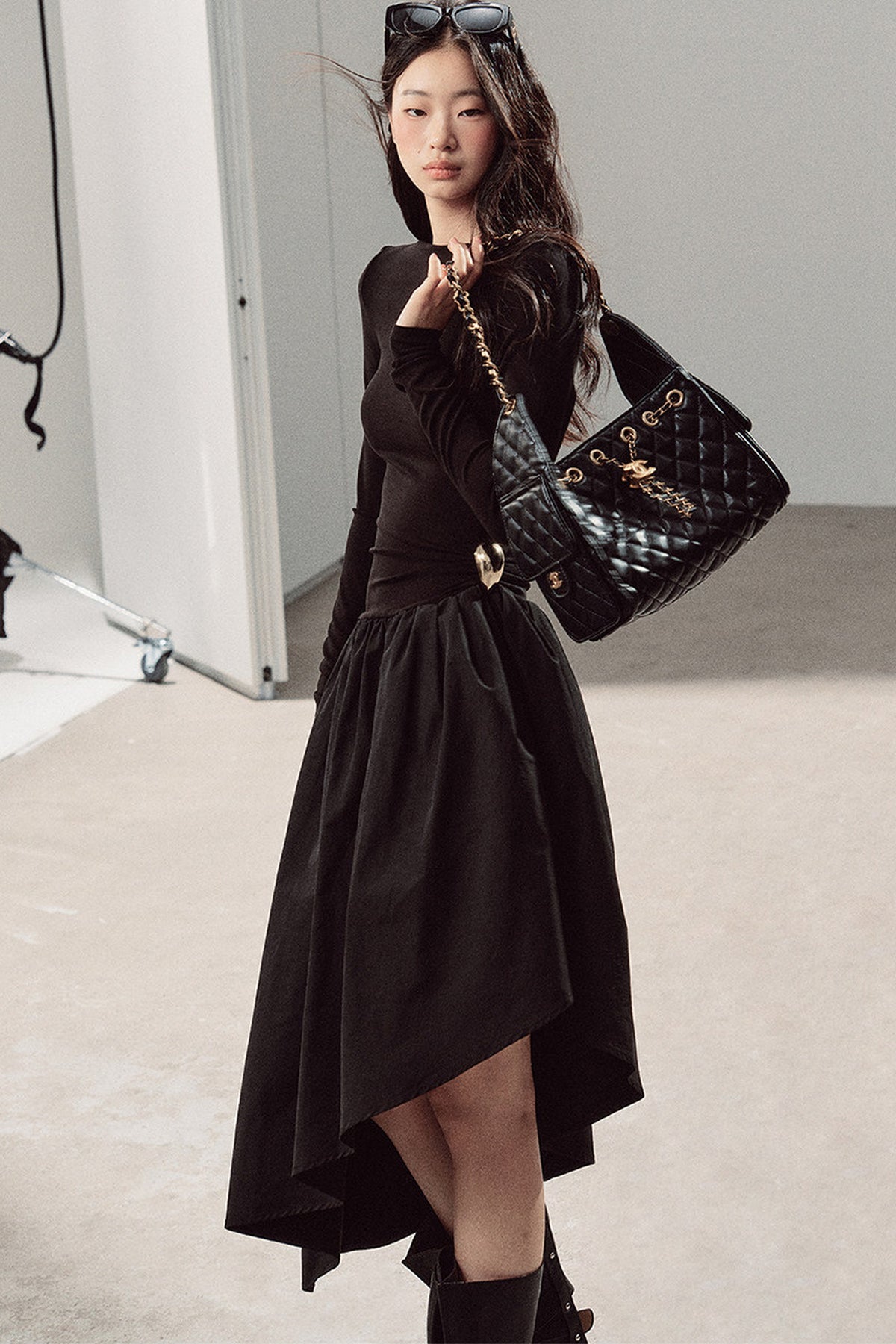 Black T-Shirt Patchwork Dress