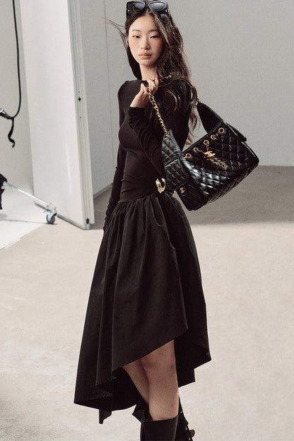 Black T-Shirt Patchwork Dress