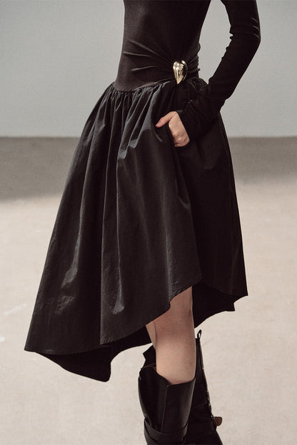 Black T-Shirt Patchwork Dress