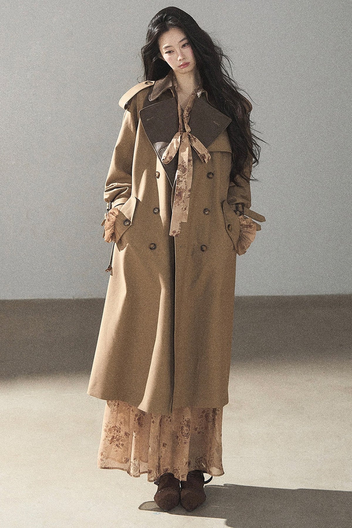 Ensemble robe fleurie à manches longues