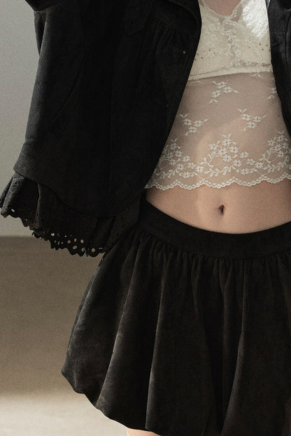 Ensemble veste et jupe en faux daim