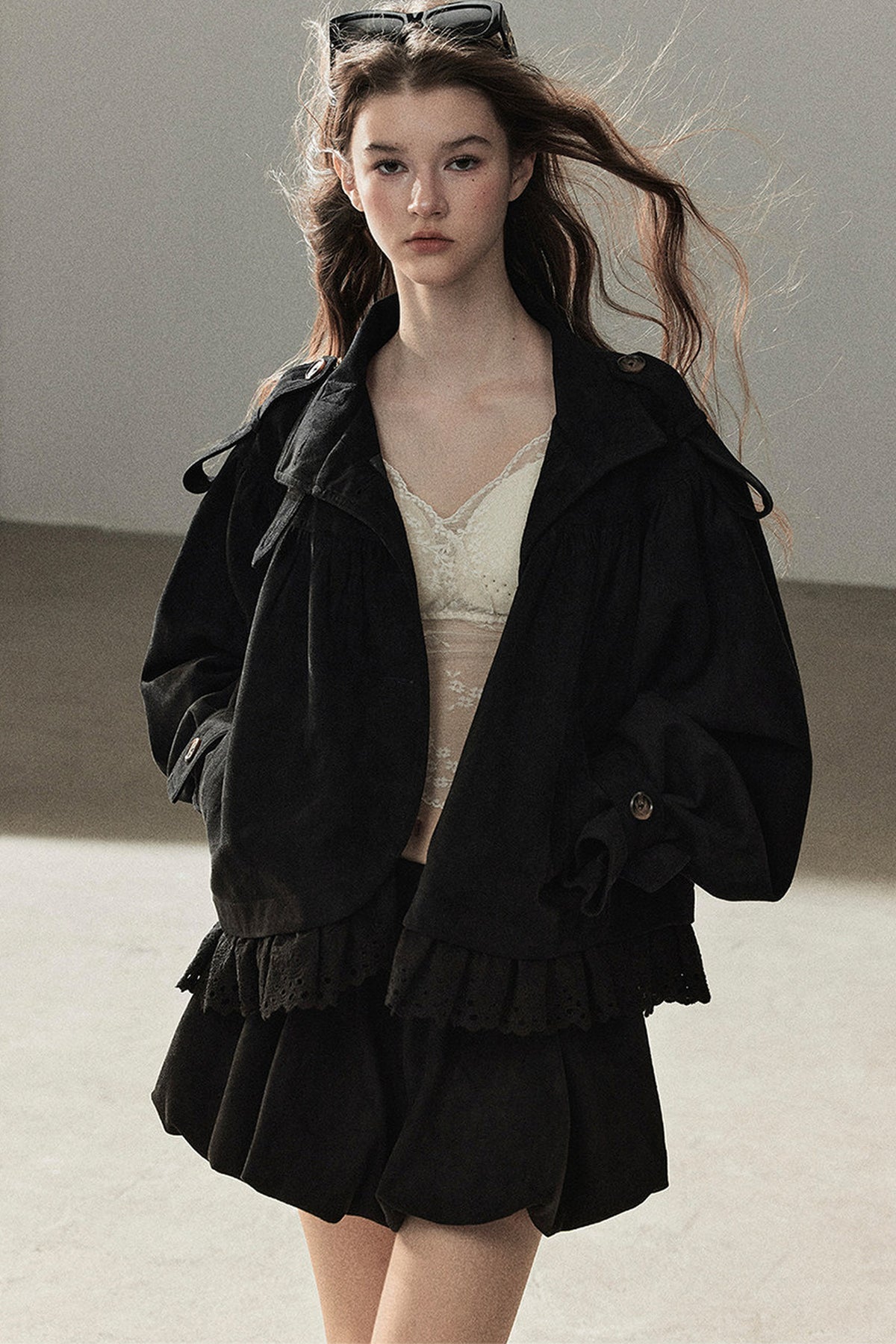 Ensemble veste et jupe en faux daim